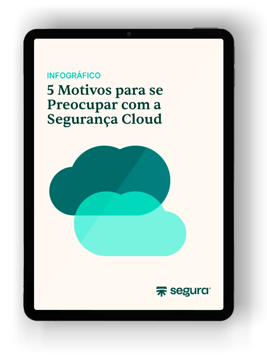 Tablet com a capa do infográfico “5 Motivos para se Preocupar com a Segurança Cloud”