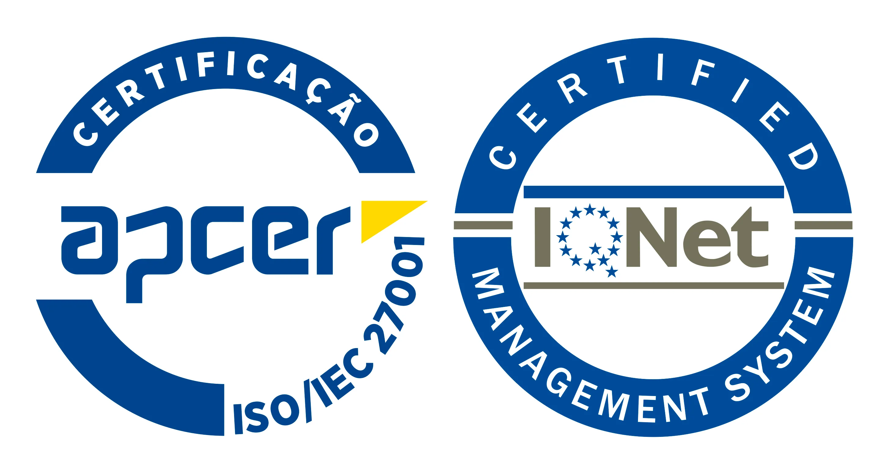 APCER ISO/IEC 27001 and IQNet Management System certification seals